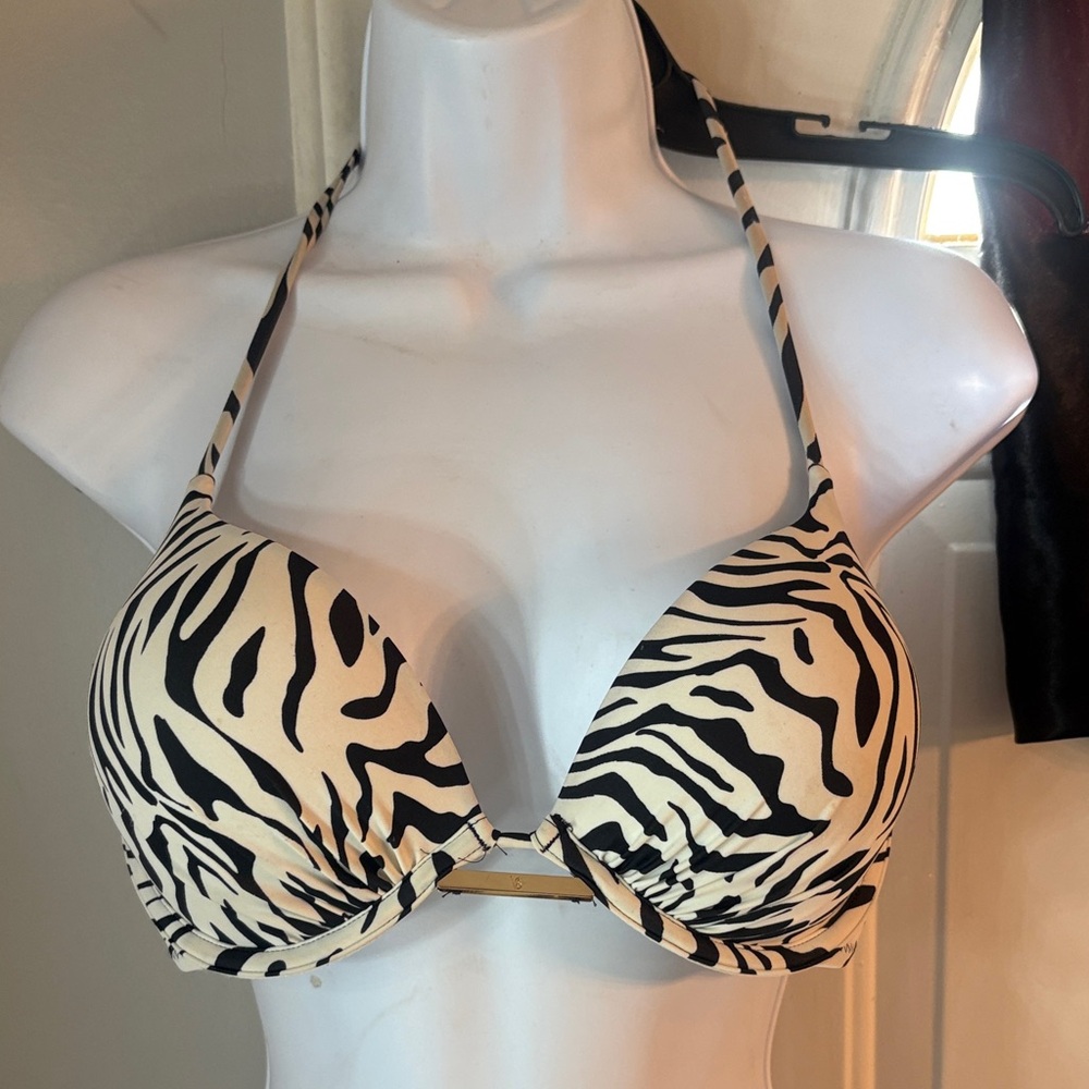 VS BOMBSHELL Zebra Print Halter Push-Up Bikini Top